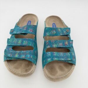 Wolky Sandals Women 37 US 6‎ Blue Comfort Walking Slides Adjustable Straps